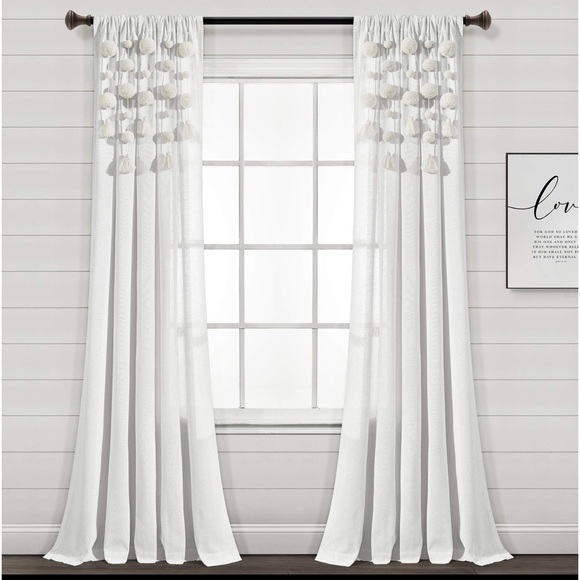 Lush Other - Lush Decor Boho Pom Pom Tassel Linen Window Curtain Panel